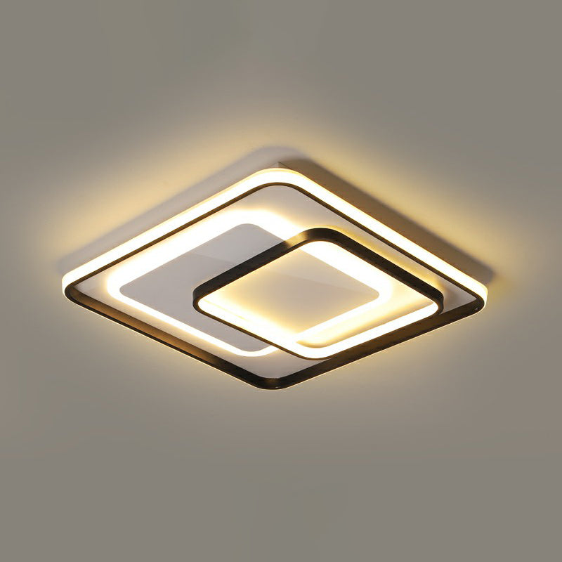 Minimalismus-LED-Deckenleuchte, schwarze rechteckige Einbauleuchte mit Acrylschirm