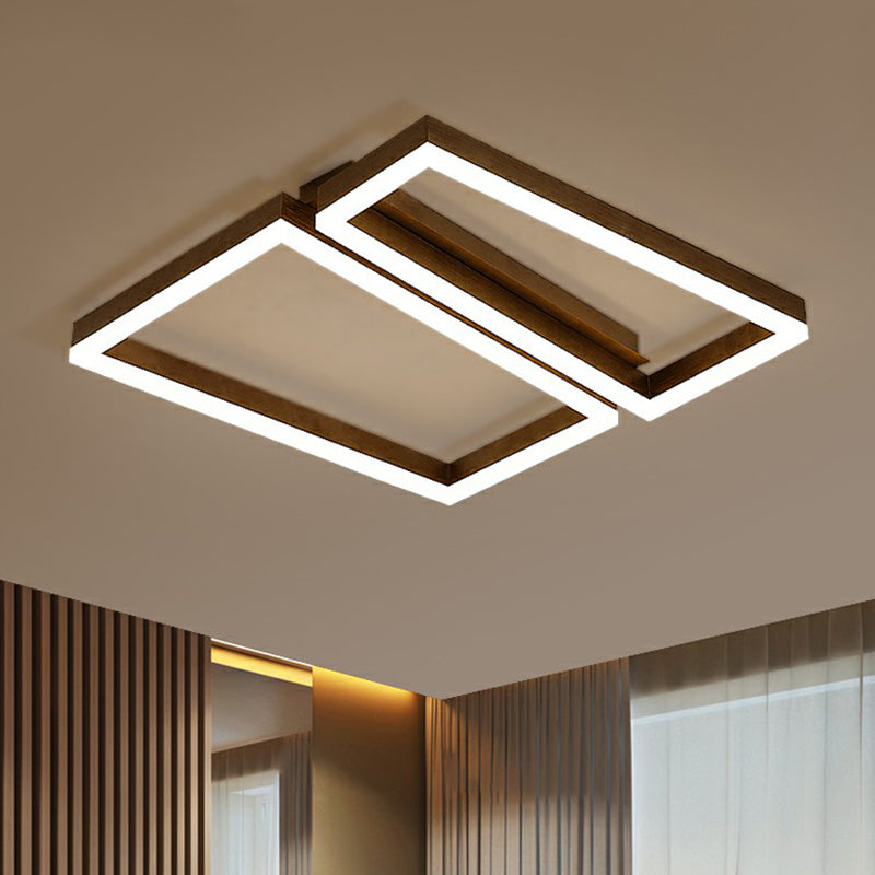 Trapezoid Metal LED Ceiling Mount Light Simple Coffee Finish Flushmount Lighting for Living Room