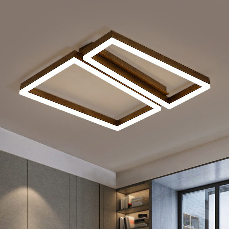 Trapezoid Metal LED Ceiling Mount Light Simple Coffee Finish Flushmount Lighting for Living Room