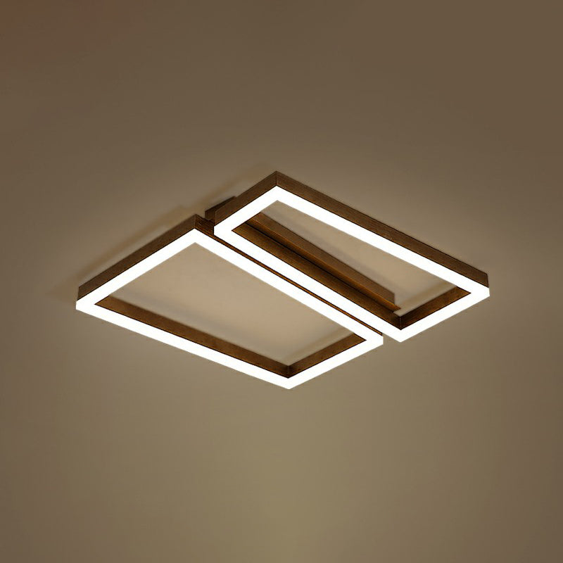Trapezoid Metal LED Ceiling Mount Light Simple Coffee Finish Flushmount Lighting for Living Room