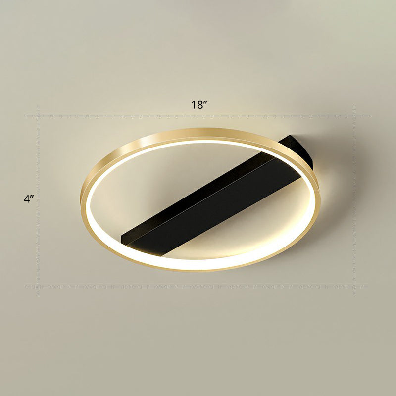 Geometrical Flush Ceiling Light Fixture Simplicity Acrylic Bedroom Flushmount in Black-Gold