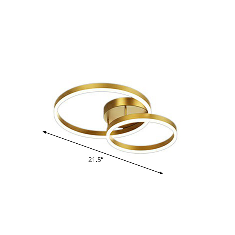 Gold Finish Round Led Flush Ceiling Light Modern Metallic Flushmount Lighting for Bedroom