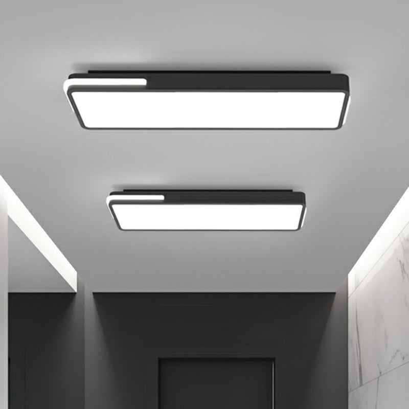 Rectangular Corridor Flush Mount Lighting Acrylic Minimalistic LED Flush Light in Black