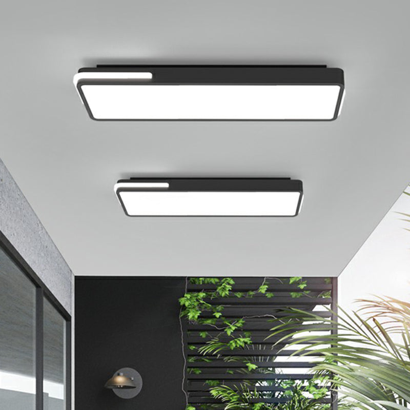 Rectangular Corridor Flush Mount Lighting Acrylic Minimalistic LED Flush Light in Black