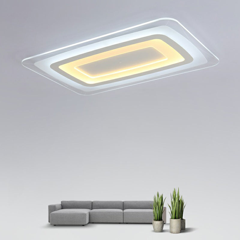 Lámpara de techo empotrada rectangular, lámpara empotrada LED ultrafina de acrílico minimalista para sala de estar en blanco