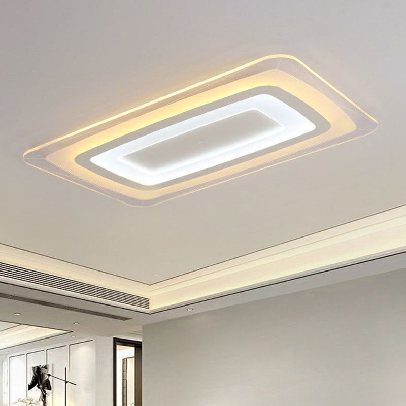 Rectangular Flushmount Ceiling Lamp Minimalist Acrylic Living Room Ultrathin LED Flush Light in White