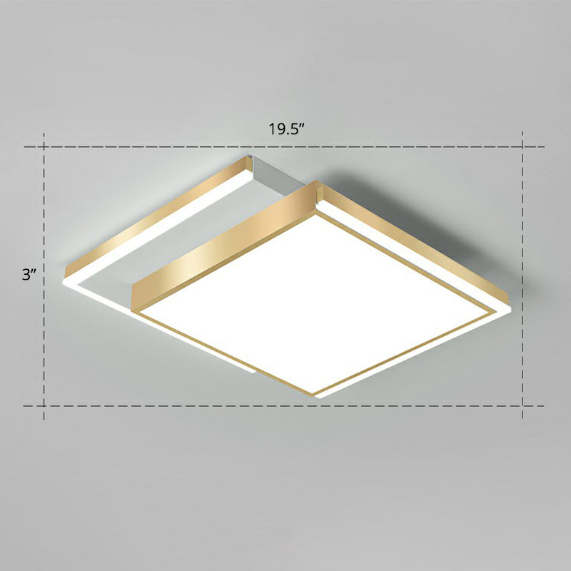 Rectángulo de acrílico en forma de rectángulo Vaciado de oro minimalistic Luz montada para sala de estar