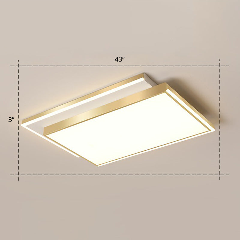Rectángulo de acrílico en forma de rectángulo Vaciado de oro minimalistic Luz montada para sala de estar