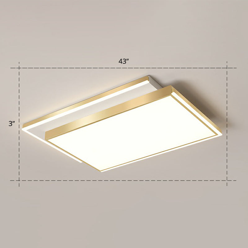 Rectángulo de acrílico en forma de rectángulo Vaciado de oro minimalistic Luz montada para sala de estar