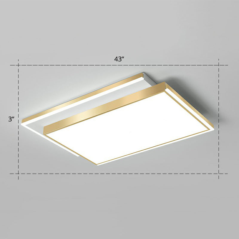 Rectángulo de acrílico en forma de rectángulo Vaciado de oro minimalistic Luz montada para sala de estar