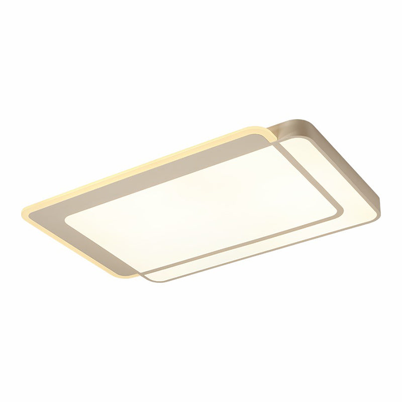 White Rectangular Flush Mount Led Light Minimalism Metal Ceiling Light with Acrylic Diffuser