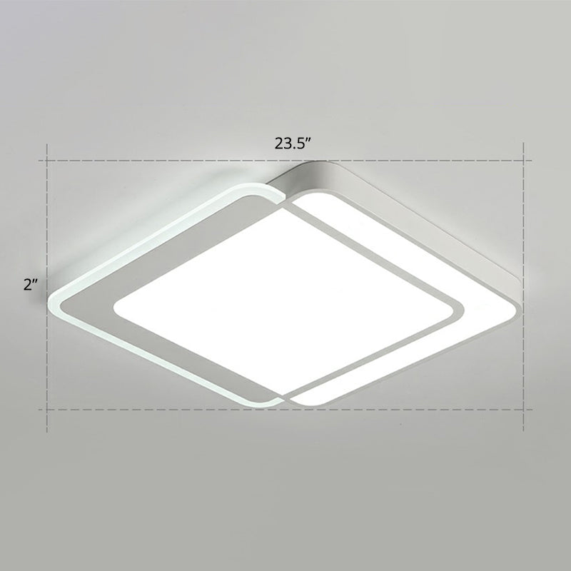 White Rectangular Flush Mount Led Light Minimalism Metal Ceiling Light with Acrylic Diffuser