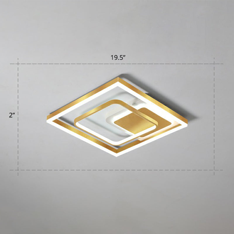 Contemporary LED Ceiling Flush Mount Gold Rectangular Flush Light Fixture with Acrylic Shade