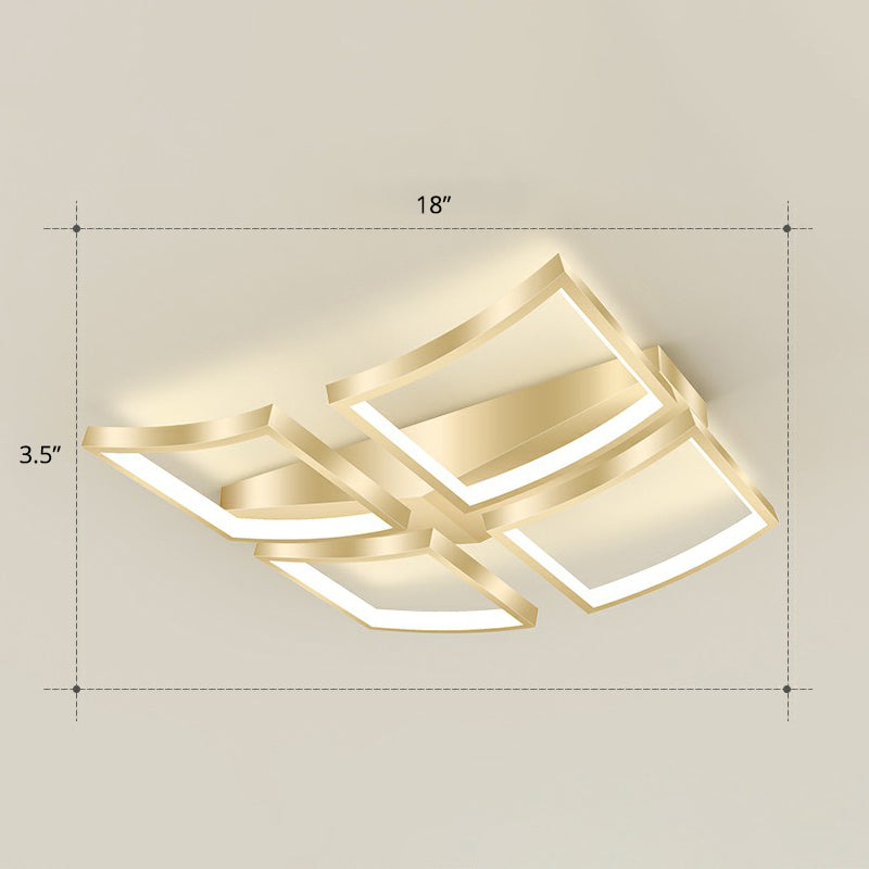 Minimalistic Curved Frame Flush Mount Fixture Metallic Living Room LED Ceiling Lighting