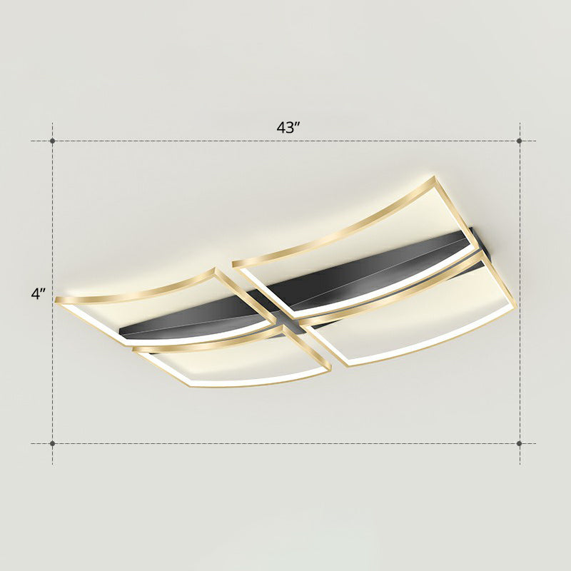 Minimalistic Curved Frame Flush Mount Fixture Metallic Living Room LED Ceiling Lighting