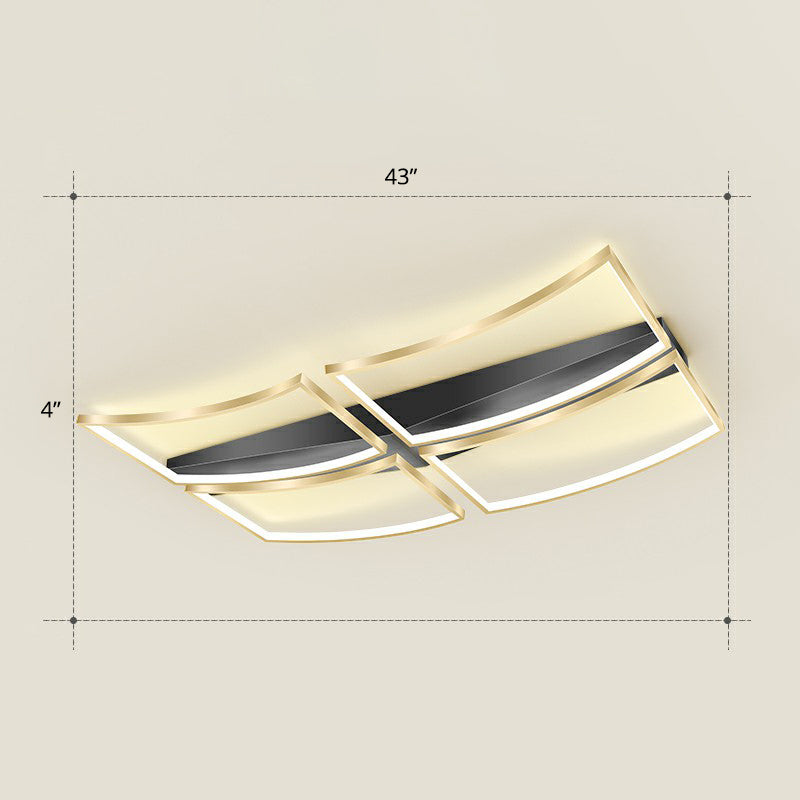 Minimalistic Curved Frame Flush Mount Fixture Metallic Living Room LED Ceiling Lighting