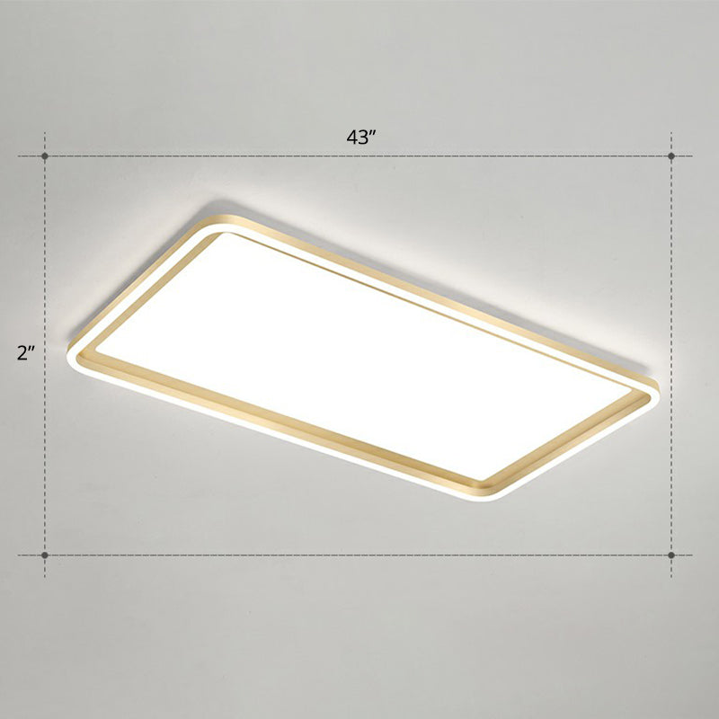 Rechthoekige zitkamerplafondlamp Acryl minimalistische LED-inbouwarmatuur in goud