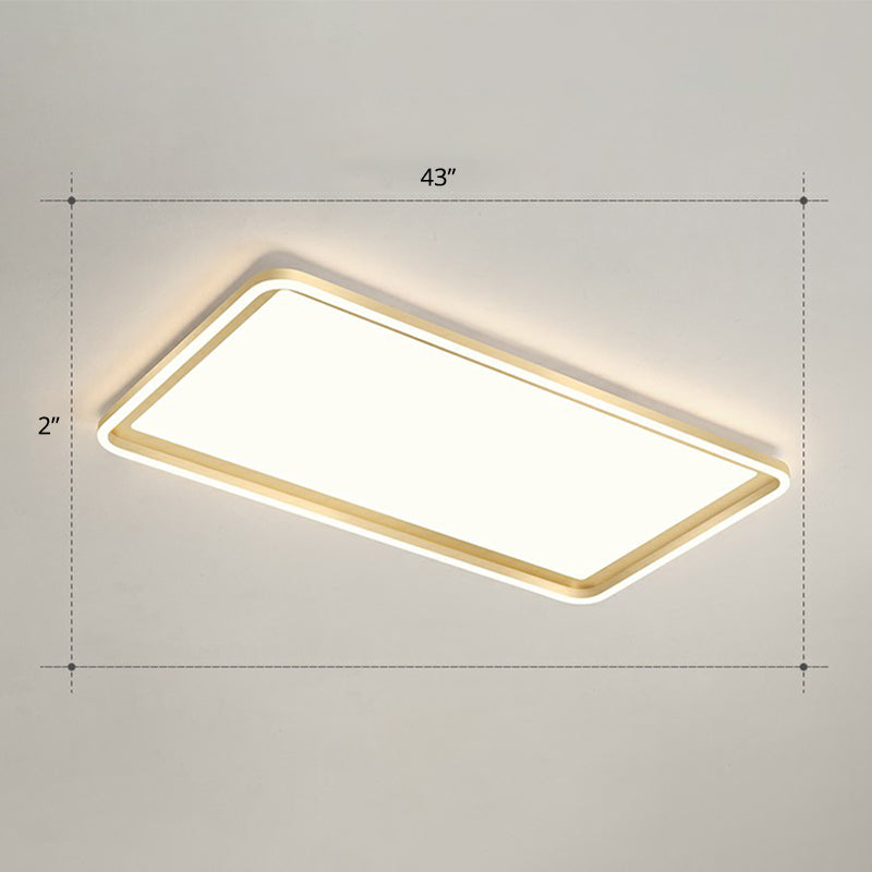 Rechthoekige zitkamerplafondlamp Acryl minimalistische LED-inbouwarmatuur in goud