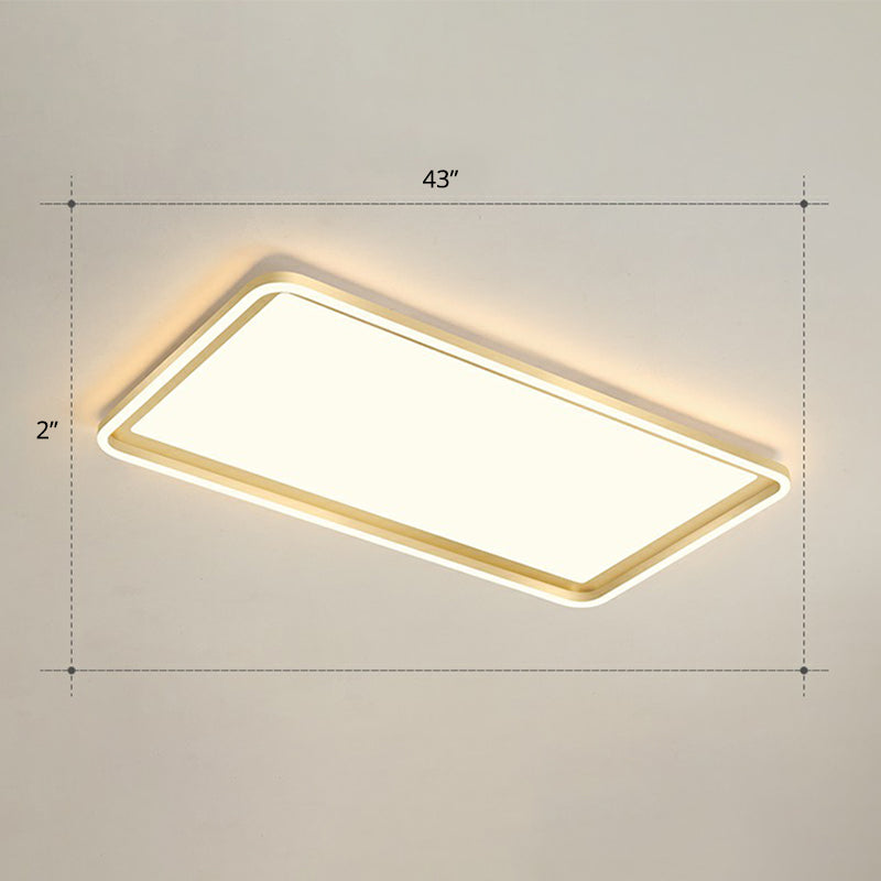 Rechthoekige zitkamerplafondlamp Acryl minimalistische LED-inbouwarmatuur in goud