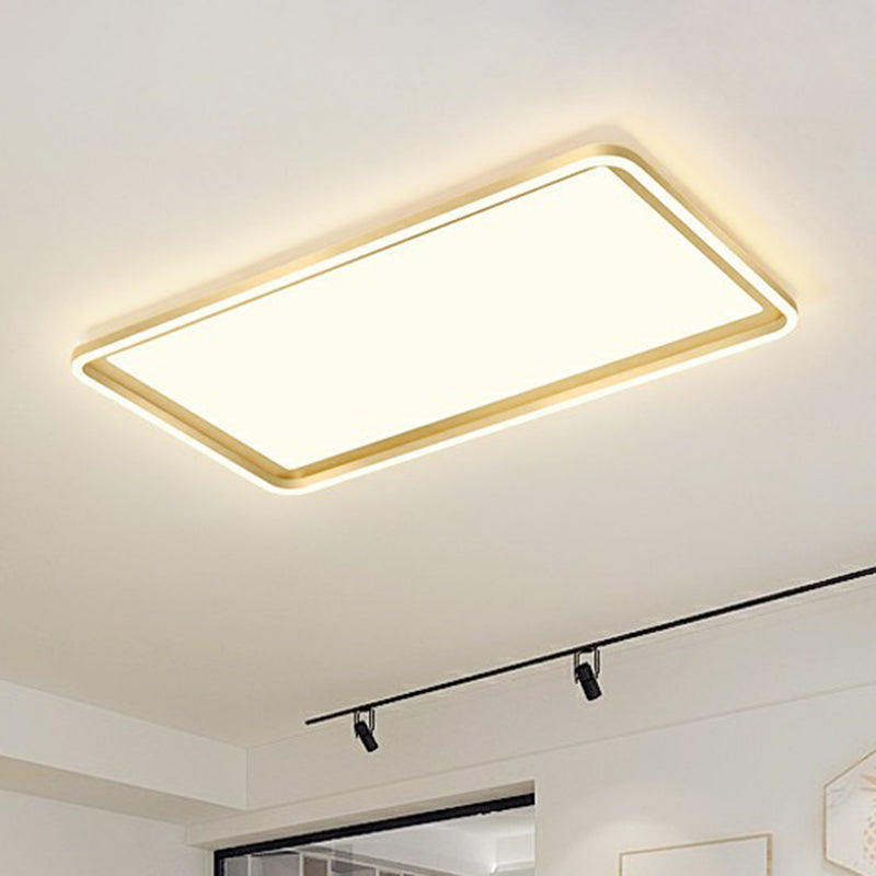 Rechthoekige zitkamerplafondlamp Acryl minimalistische LED-inbouwarmatuur in goud