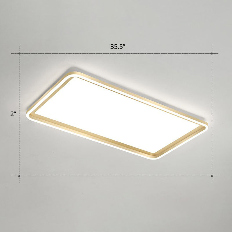 Rechthoekige zitkamerplafondlamp Acryl minimalistische LED-inbouwarmatuur in goud