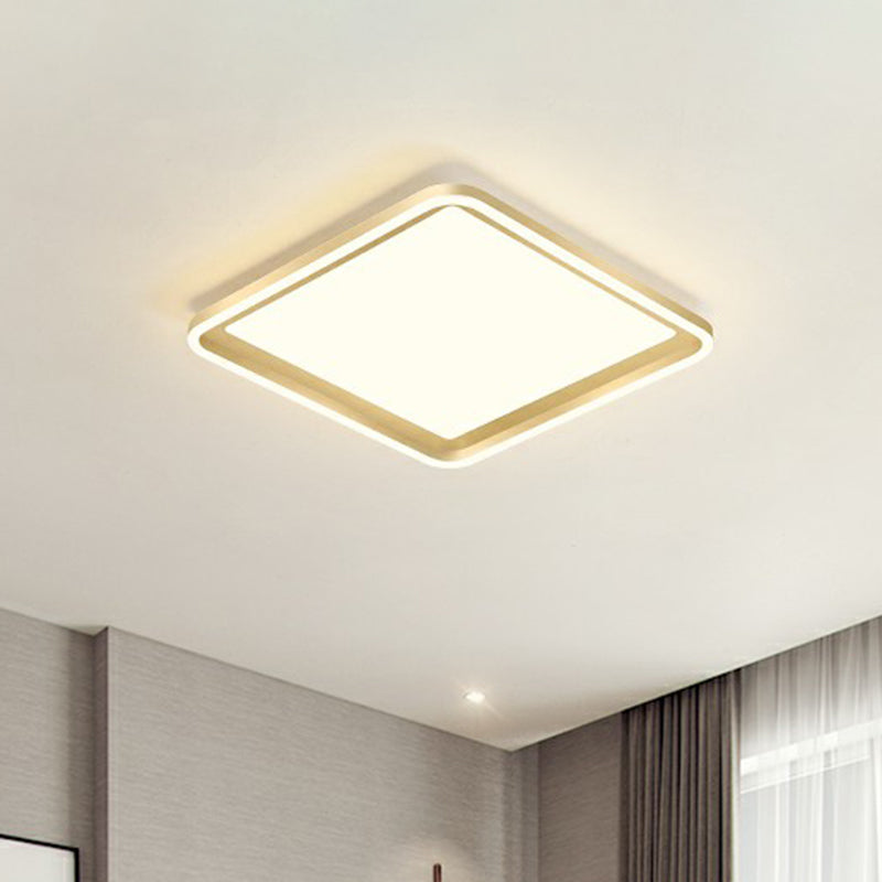 Rectangle Sitting Room Ceiling Light Acrylic Minimalistic LED Flush Mount Fixture in Gold