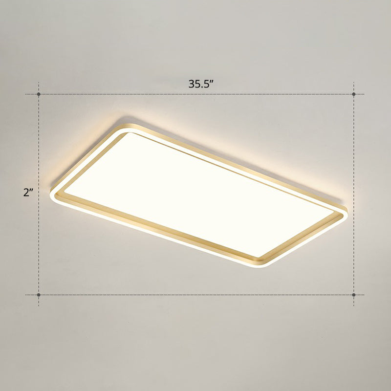 Rechthoekige zitkamerplafondlamp Acryl minimalistische LED-inbouwarmatuur in goud