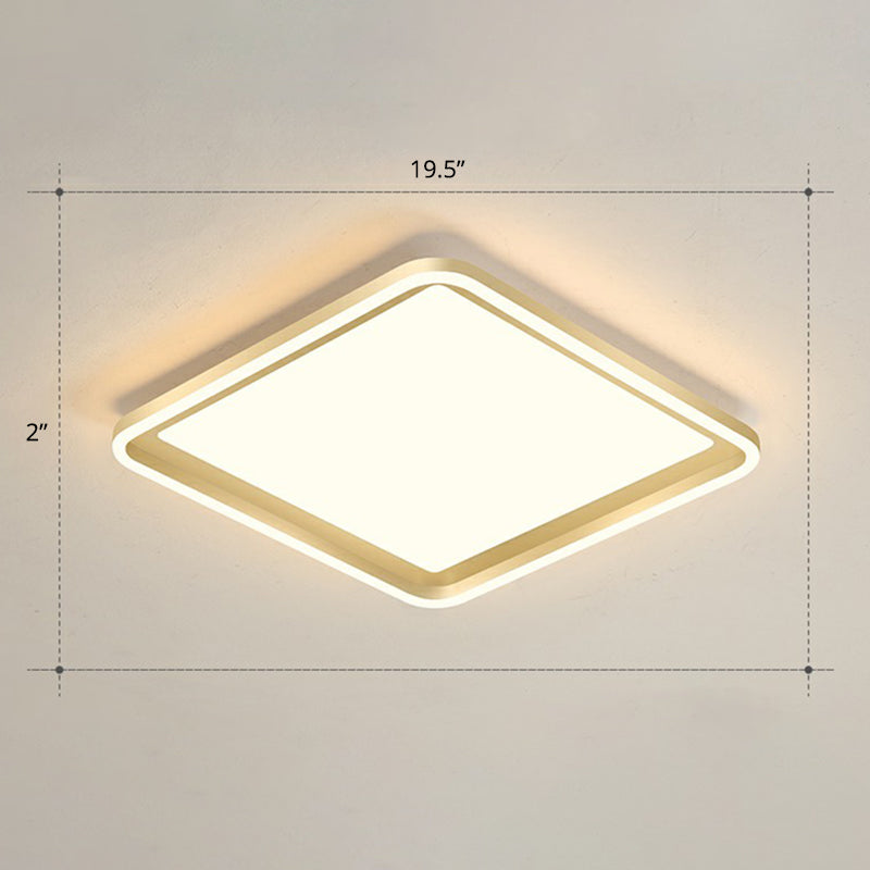 Rechthoekige zitkamerplafondlamp Acryl minimalistische LED-inbouwarmatuur in goud