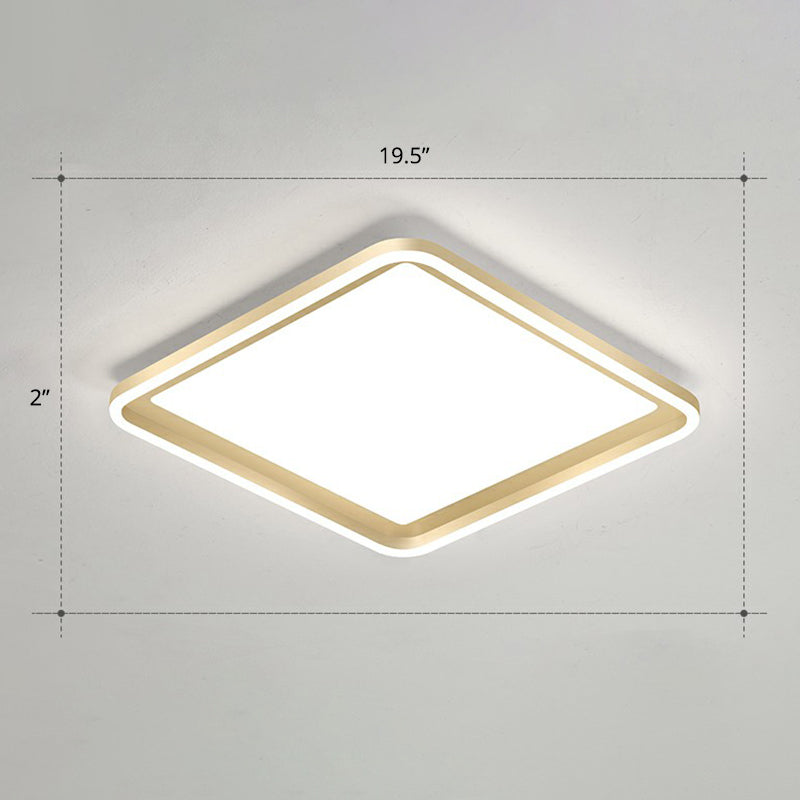Rechthoekige zitkamerplafondlamp Acryl minimalistische LED-inbouwarmatuur in goud