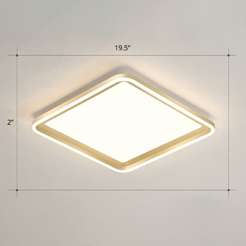 Rechthoekige zitkamerplafondlamp Acryl minimalistische LED-inbouwarmatuur in goud