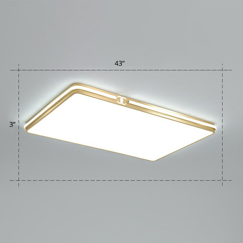 Rectangle Acrylic LED Flush Mount Lamp Contemporary Gold Finish Ceiling Flush Light