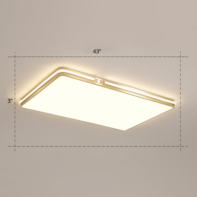 Rectangle Acrylic LED Flush Mount Lamp Contemporary Gold Finish Ceiling Flush Light
