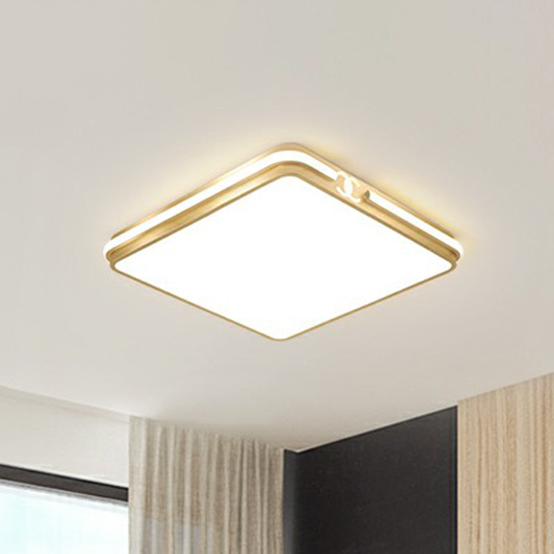 Rectangle Acrylic LED Flush Mount Lamp Contemporary Gold Finish Ceiling Flush Light