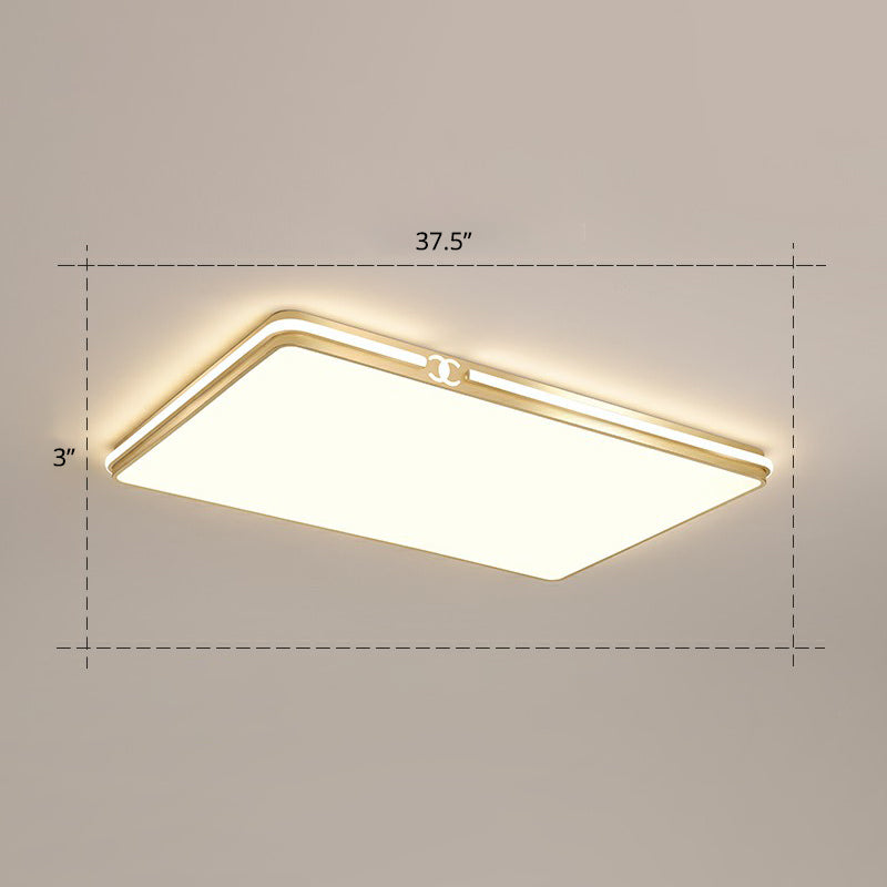 Rectangle Acrylic LED Flush Mount Lamp Contemporary Gold Finish Ceiling Flush Light