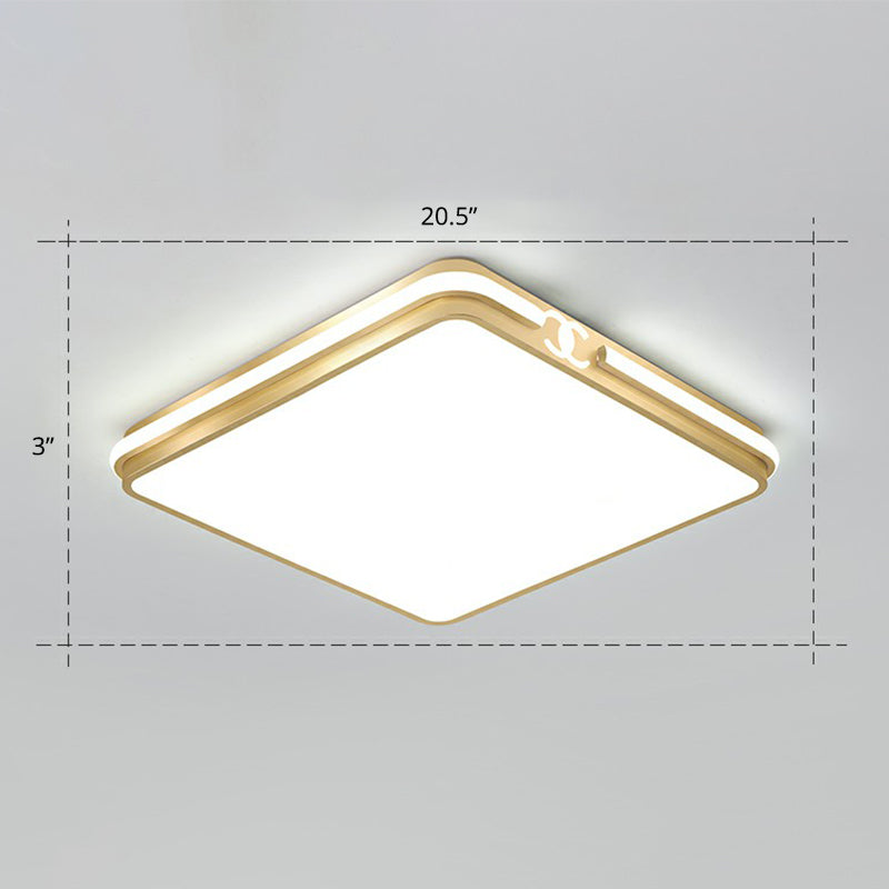 Rectangle Acrylic LED Flush Mount Lamp Contemporary Gold Finish Ceiling Flush Light