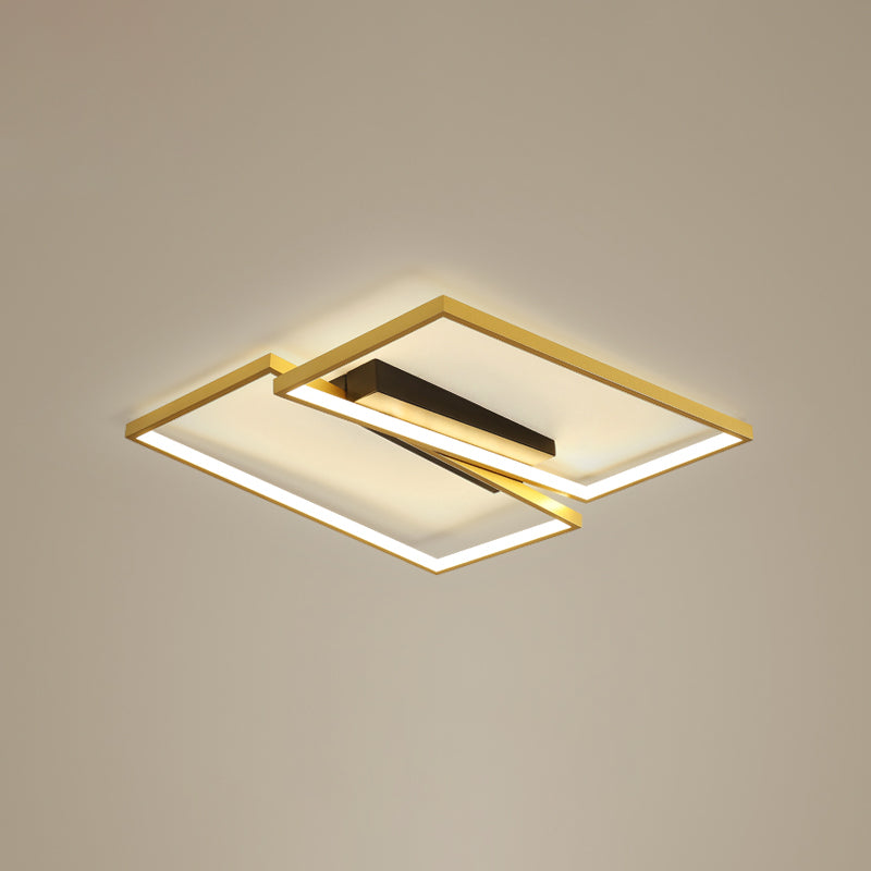 Gouden afwerking frame plafondverlichting armatuur eenvoud metalen LED inbouwlamp voor slaapkamer
