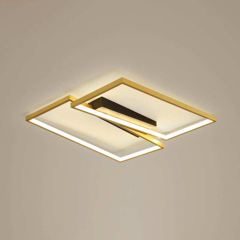 Gold Finish Frame Ceiling Lighting Fixture Simplicity Metal LED Flush Mount Light for Bedroom