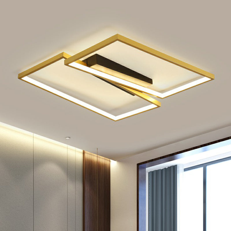 Gold Finish Frame Ceiling Lighting Fixture Simplicity Metal LED Flush Mount Light for Bedroom