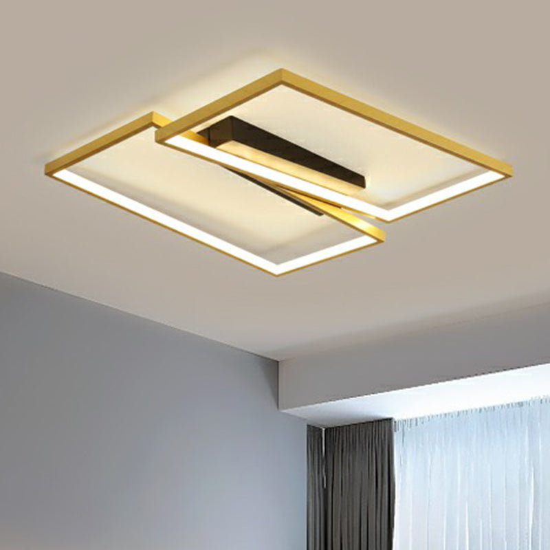 Gold Finish Frame Ceiling Lighting Fixture Simplicity Metal LED Flush Mount Light for Bedroom