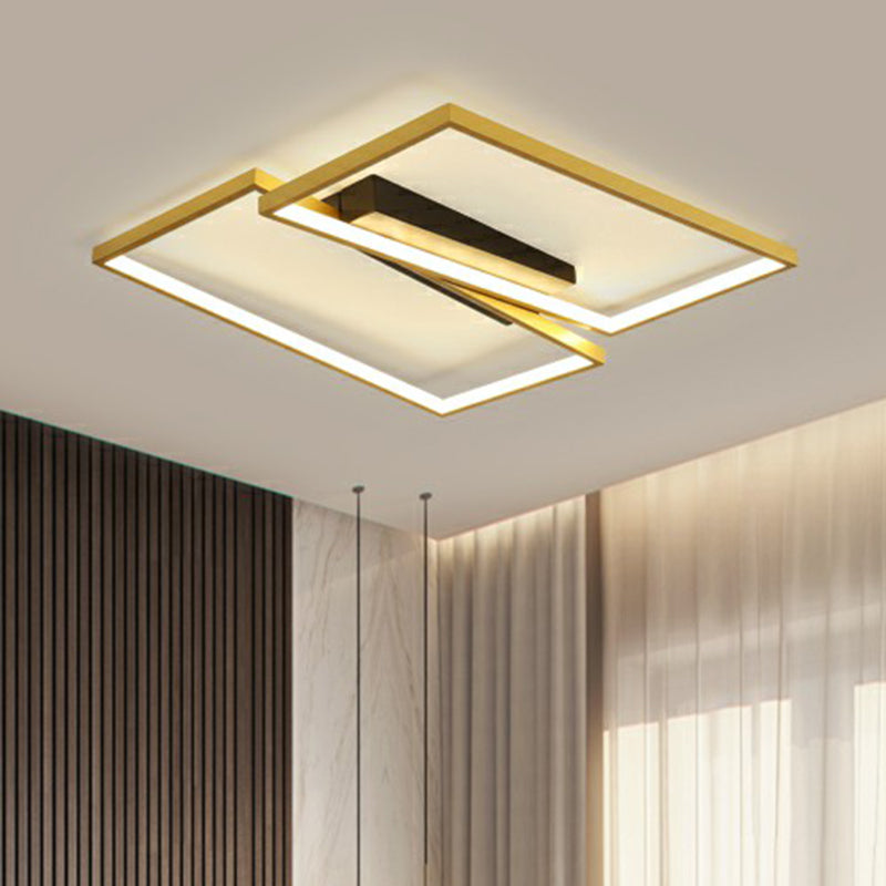 Gold Finish Frame Ceiling Lighting Fixture Simplicity Metal LED Flush Mount Light for Bedroom