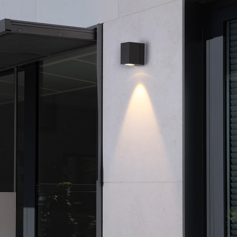 Luce rettangolare a parete montata Modern Metal LED Patio Sconcetto in nero in nero