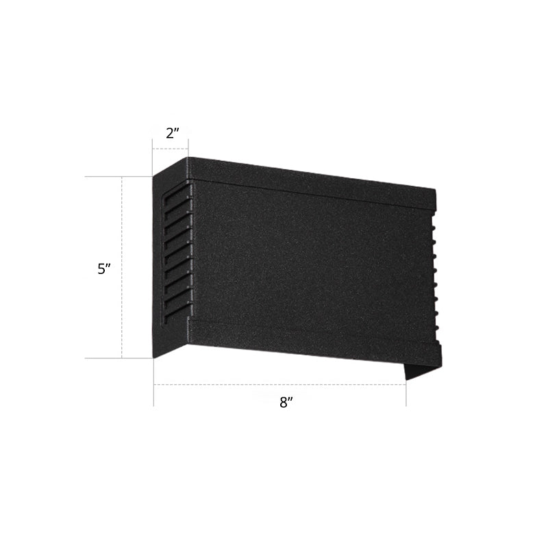 LED Garden Wall Washer Sconce Modern Black Wall Light with Rectangular Metal Shade