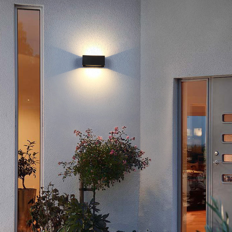 Rechthoek LED LED WANDRAAG SCONCE Minimalistisch metalen Mat Black Wall Light armatuur voor de tuin