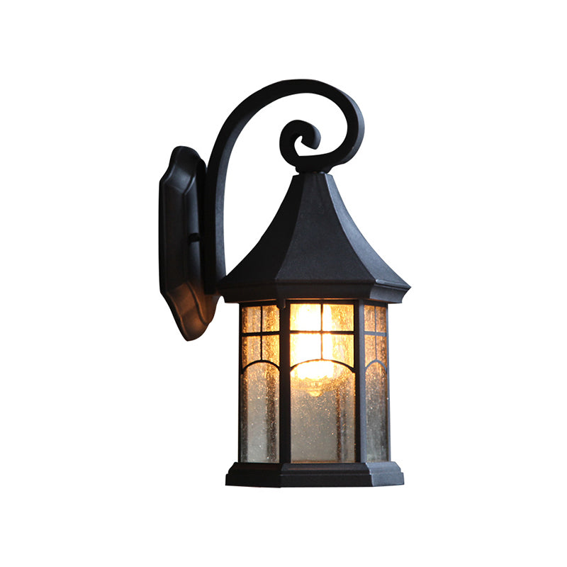Vintage standvormige wandbevestiging Licht Licht enkel helder zaadglas SCONCE -armatuur voor de poort