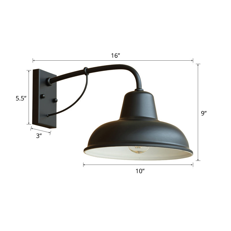 Schwarze Lampenschattenwandbeleuchtung rustikaler Metall 1 Kopf Außenwandhalterung mit Arm