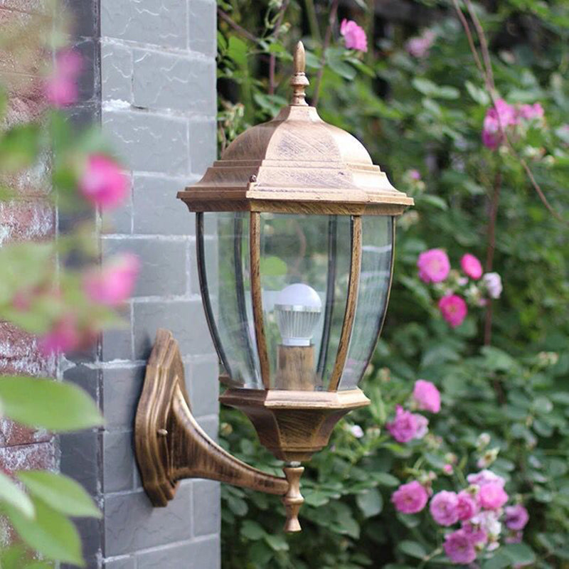 Bell Garden Wall Lighting Ideas Vintage Aluminum 1-Light Wall Mount Lamp with Glass Shade