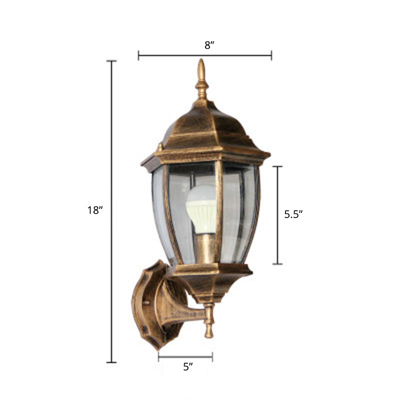 Bell Garden Wall Lighting Ideas Vintage Aluminum 1-Light Wall Mount Lamp with Glass Shade