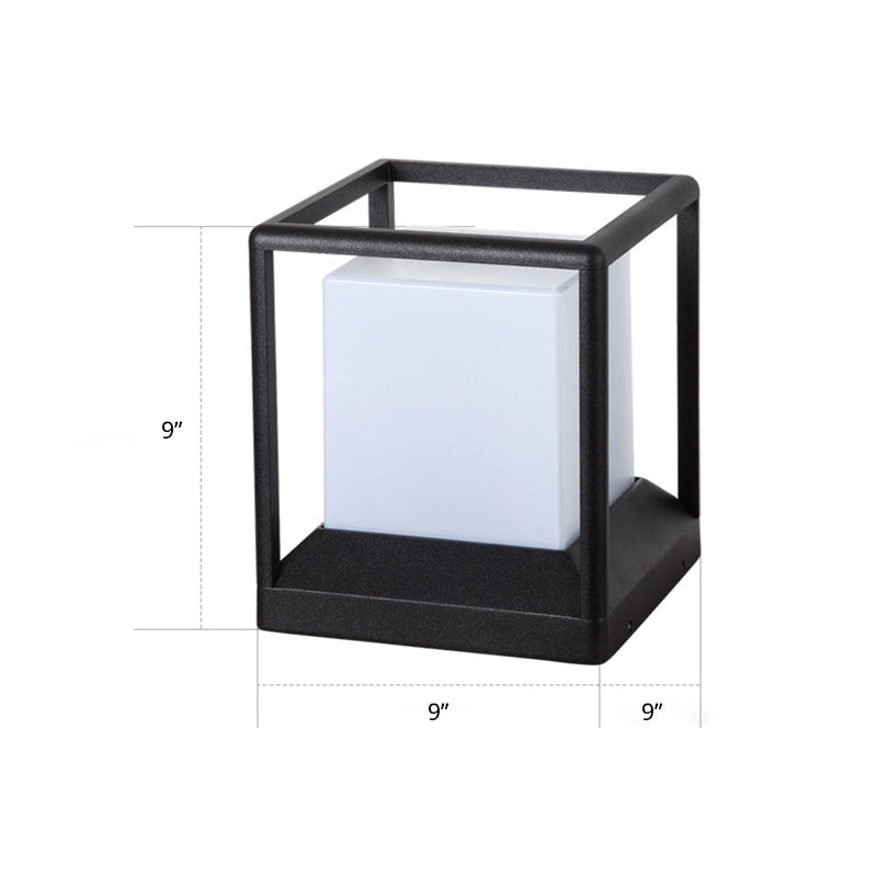 Kubiek plastic postlicht Modern 1-licht zwart-witte poortlamp met metalen frame