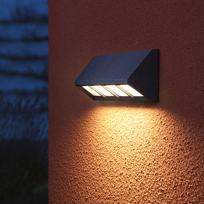 Matte Black Triangular Prism LED Sconce Lighting Modern Style Metal Wall Light for Outdoor