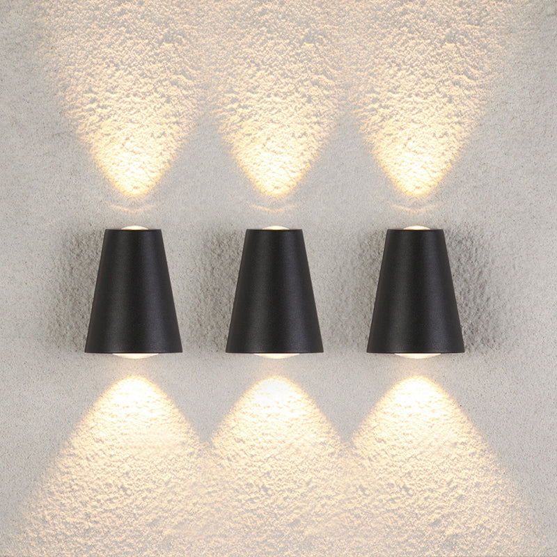 Trapezoid Up and Down LED Wall Sconce Modern Metallic Garden Wall Light in Black